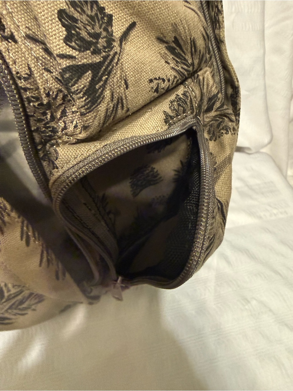 Kavu Tan Sling Bag with Black Pinecone Print - Picture 4 of 7